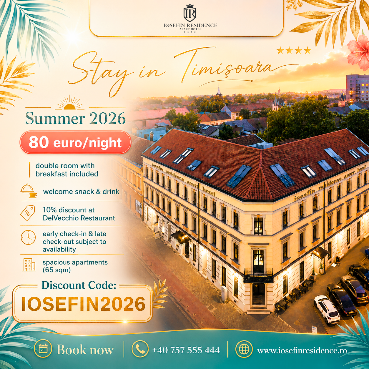 HOTEL IOSEFIN RESIDENCE TIMIȘOARA SUMMER OFFER 2026